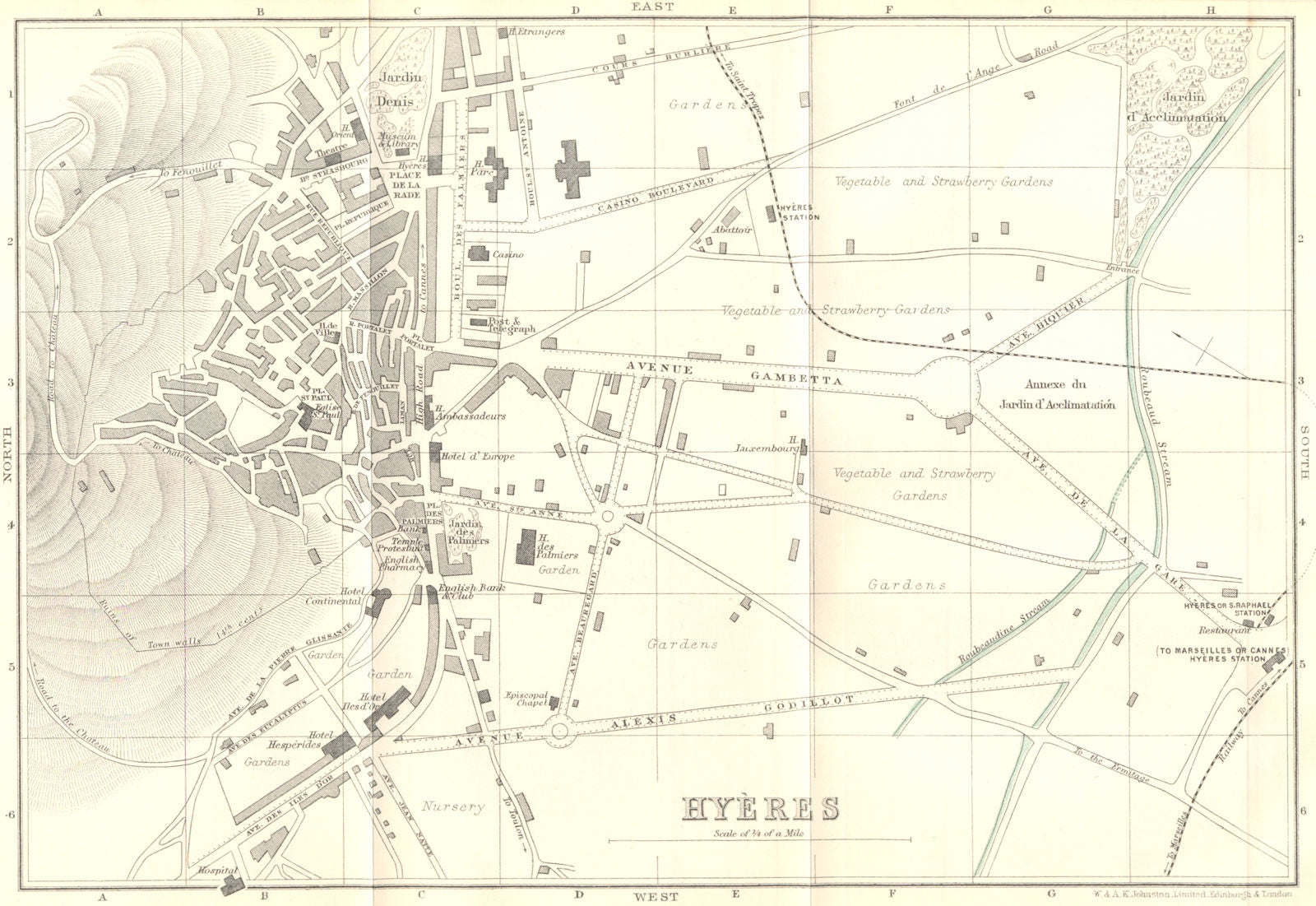 VAR. Hyères 1913 old antique vintage map plan chart